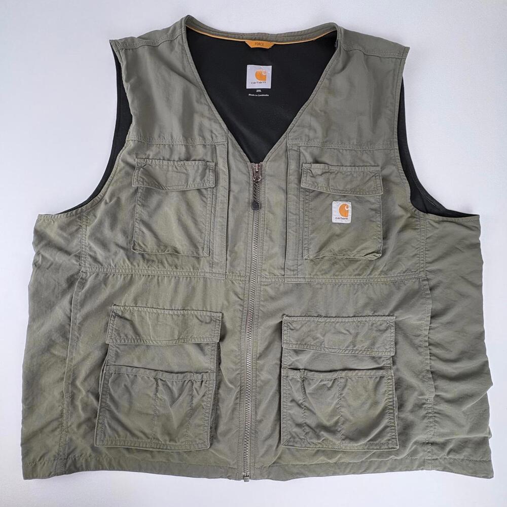 Carhartt Mens 2XL Gray Briscoe Rain Defender Mesh Lined Utility Vest Workwear